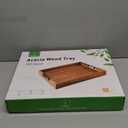 Joy&Grace Ottoman Tray for Living Room 16.7 x 12.8 inch Large Acacia Wooden Serving Tray with Handles for Coffee Table, Breakfast in Bed, Food Dinner, Decorative Rectangular Tray (Color Natural)