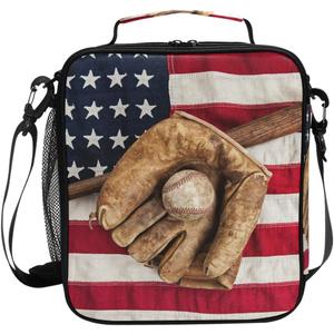 Lunch Box Bag Vintage Ball Baseball American Flag Lunchbox Insulated Thermal Cooler Ice Adjustable Shoulder Strap for Women Men Boys Girls Lunch Box Bag Vintage Ball Baseball American Flag Lunchbox Insulated Thermal Cooler Ice Adjustable Shoulder Strap for Women Men Boys Girls