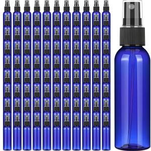 100 PCS 3.4 oz Plastic Spray Bottles with Fine Mist Nozzles for Essential Oil Travel and Refillable Cosmetic Use(Blue)