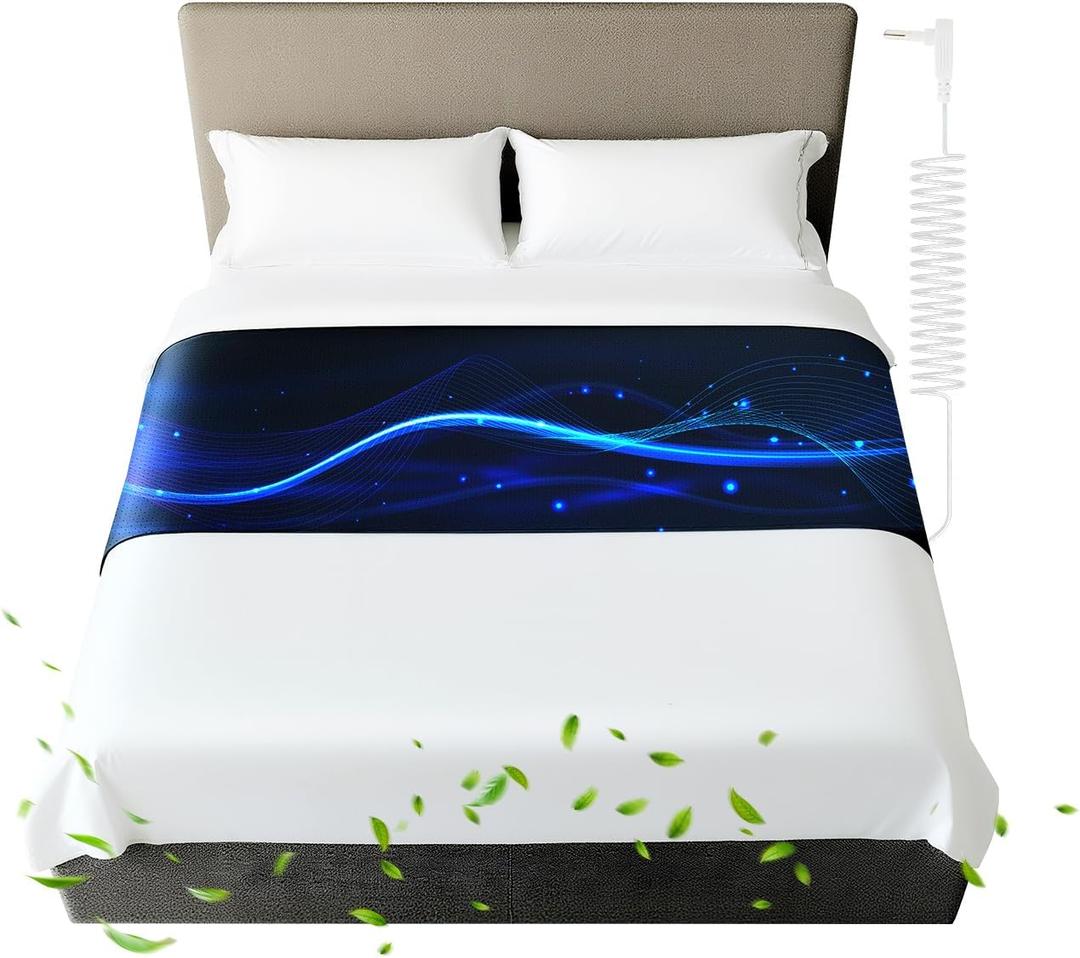 Grounding Mat for Bed Queen Size 27"×60", Anti-Slip PU Leather Earthing Grounding Mattress Pad with Earthing Rod, Conductive Bed Grounding Pad for Sleep Wellness & Daily Comfort
