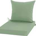 Ottowood High Back Outdoor Chair Cushions Set of 2-44''x20'' Patio Dining Chair Cushions with Waterproof, Fade-Resistant, Removable & Machine-Washable Covers, Sage Green