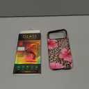 Compatible with iPhone 17 Pro Max Case, Cute Leopard Pink Hibiscus Tropical Floral Pattern Phone Case with HD Screen Protector