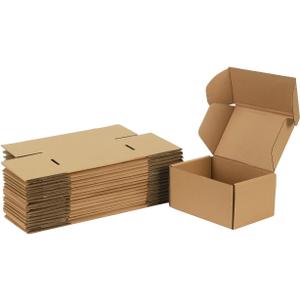 Trwcrt Shipping Boxes 6x4x3 Set of 20, Corrugated Cardboard Box for Packing Small Business, Brown