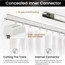Aluminum 12 ft15 ft Ceiling Curtain Track Set with 3 Types of Hooks, Adjustable Ceiling/Wall Mount Room Divider Curtain Rail System for Living Room, Bedroom, White