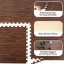 Stalwart Wood Grain Foam Floor Tiles - 24sqft Total, Dark, 6-Pack