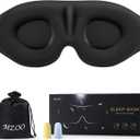 MZOO Sleep Eye Mask for Side Sleeper Men Women, Zero Eye Pressure 3D Sleeping Mask, Light Blocking Patented Design Night Blindfold, Soft Eye Shade Cover for Travel, Black (A-black)