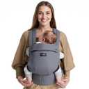 Momcozy Baby Carrier - Ergonomic, Cozy and Lightweight Carrier for 7-44lbs, Effortless to Put On, Ideal for Hands-Free Parenting, Enhanced Lumbar Support, Purehug for Infant to Toddler, Grey (Cotton-Grey)