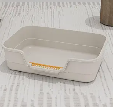 1 Pack of Extra Large Cat Litter Box (ABS Material), Low Entry Senior Litter Pen for Geriatric Kitty Big Cats, Jumbo Pet Safe Litter Boxes Tray for Pets Potty (Beach Sand, 24" L x 20" W)