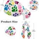 Womens Working Cap Scrub Hats with Bow Scrunchies, Cute Colorful Dog Silhouette Bouffant Surgical Cap Ponytail Holder (L)