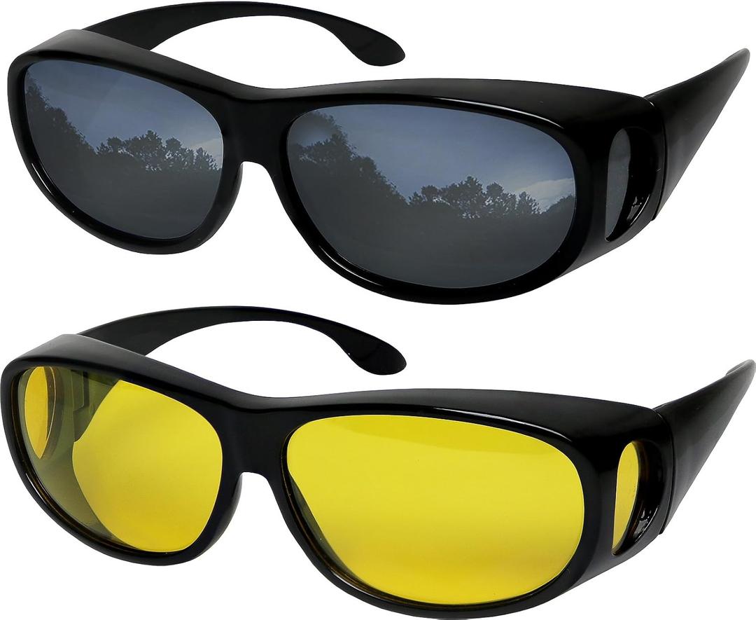 Success Eyewear Fit Over Sunglasses Polarized Lens Wear Over Prescription Eyeglasses 100% UV Protection for Men and Women (Black)