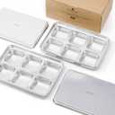 Stainless Steel Ice Cube Trays, 2 Pack with 12 Ice Cube Slots - Easy Release, Plastic-Free, Zero Waste (Large Size Cubes)