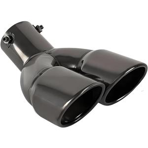 Dual Exhaust Tip 2.5 inch Inlet, Universal Car Exhaust Pipe Tail Throat Tail Pipe Stainless Steel Y Pipe, Adjustable Car Thickened Muffler Slant Cut Tip (Curved,Black Paint)