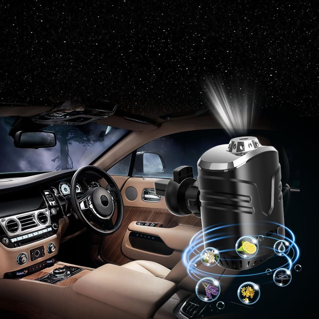 Star Lights for Car, Star Projector with Air Freshener, Ceiling Ambient Light with 6 Scents, Auto On/Off, Vent Clip Accent Light with Diffuser (Starry)