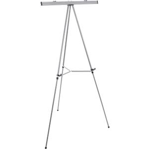 U.S. Art Supply 66" High Classroom Silver Aluminum Flip Chart Easel & Presentation Stand - Adjustable Floor/Tabletop, Portable Tripod, Holds 25 lbs., for Chart Paper, Poster Boards, & Pads