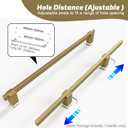 Adjustable Shower Door Handle, 304 Stainless Steel Pull Bar, Replacement Shower Handle, Fits Hole Diameter ≥8mm, Modern Towel Bar & Grab Rail for Bathroom - Brushed Gold (1 Handle Only)