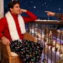 Soophiea Mens Christmas Halloween Pajama Pants Sleep Bottoms Pj Pants with Pockets (Black)