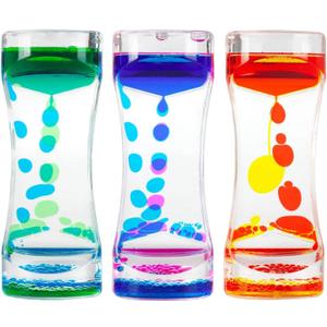 Oneshow Liquid Motion Bubbler Timer Colorful Oil Hourglass Liquid Sensory Toys Activity Fidget Toy Calm Stress Relief Desk Toys Desk Decor for Adults and Teenager Fidget Water Timers 3 Pack