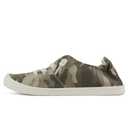Soda Flat Women Shoes Linen Canvas Slip On Sneakers Lace Up Style Loafers Zig-S (Camo, 7)