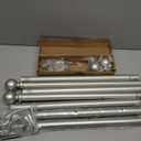 2 Pack Silver Curtain Rod, 1 Inch Adjustable Heavy Duty Curtain Rods for Windows 30 to 56 Inch, Decorative Modern Window Treatment Rods, Splicing Metal Drapery Pole, Easy Installation