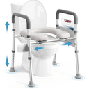 Toilet Seat Riser for Seniors, Raised Toilet Seat with Handles, Adjustable Height & Width, 400lb Handicap Elevated Toilet Seat, Fit Any Toilet