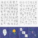 2 Sheets Stick and Stitch Embroidery Patterns, Embroidery Pattern Water Soluble Embroidery Stabilizers Wash Away Embroidery-Paper Designs with Pre-Printed Floral Letter for Hand Sewing Beginners