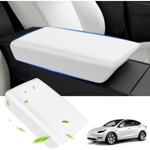 Car Center Console Cover, Designed for Refresh Tesla Model Y 2021-2025/Model 3 2021-2023, Anti-Scratch & Stain-Resistan Non-Slip Armrest, Easy InstallationWhite