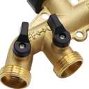 Biswing 4 Way Brass Hose Splitter, 3/4" Brass Hose Faucet Manifold, Garden Hose Adapter Connector, Hose Spigot Adapter with 4 Valves