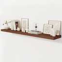 Fun Memories 72 Inch Floating Shelf, 12 Inch Deep Wall Shelf for Fireplace Mantel, Deep Storage Shelves for Home & Office, Wall Shelves with Invisible Bracket, Walnut, Set of 1
