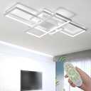 Modern Dimmable LED Ceiling Light Fixture,With remote control 3 Color Selectable Flush Mount Ceiling Lamp Ceiling Lights for sitting room Kitchen Bedroom Hallway Porch (White,31.5*17.7*3.5 IN)