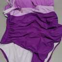 Aidonger Women's One Piece Color Block Swimsuit Tummy Control Slimming Bathing Suit V Neck Cutout High Waisted Swimwear, M