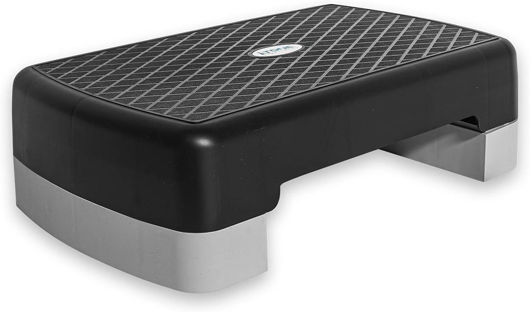 Tone Fitness Compact Aerobic Step Platform | Exercise Step, Black/Gray