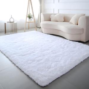 CAIYUECS Shag Area Rug,Indoor Ultra Soft Fluffy Plush Rugs for Bedroom Living Room, Non-Skid Modern Nursery Faux Fur Rugs for Kids Room Home Decor (6x9 Feet, White)