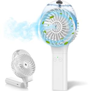 MORECORE Portable Misting Fan, 180 Foldable Handheld Personal Fan with Mist Spray, 3 Adjustable Wind Speeds, USB Rechargeable for Travel Outdoors Makeup Camping Home Office (White) MORECORE Portable Misting Fan, 180 Foldable Handheld Personal Fan with Mist Spray, 3 Adjustable Wind Speeds, USB Rechargeable for Travel Outdoors Makeup Camping Home Office (White)