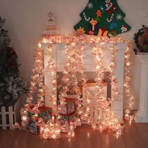 Artificial Cherry Blossom Lights190 LED 5.5ft x 6.2ft Warm White Curtain String Lights with Remote and Timer, 8 Modes, USB Powered for Room Wall Party Xmas Decor