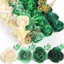 Gilprop 36 Pcs 3D Rolled Artificial Roses Paper Flowers for Crafts Graduation Cap Decoration Wall Decor Mini Crafts DIY Gift for Graduation Wedding Shadow Box Frame Cake Topper(Green)