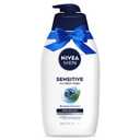 NIVEA MEN Sensitive Body Wash with Bamboo Extract, Moisturizing Body Wash for Sensitive Skin, Soap Free Shower Gel for Men with No Drying Alcohol, 30 Fl Oz Bottle