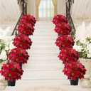 Poinsettia Artificial Red Christmas Flowers 14Inch Faux Poinsettia Plant Winter Flowers for Indoor Outdoor Xmas Ornament Porch Home Garden Decorations