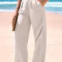 KIRUNDO Wide Leg Dress Pants for Women High Waisted Office Work Trousers Business Casual Slacks Button Flowy Palazzo Pant (Beige, L)