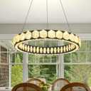 24in Black Crystal Ring Chandelier Dimmable LED Ring Hanging Light
