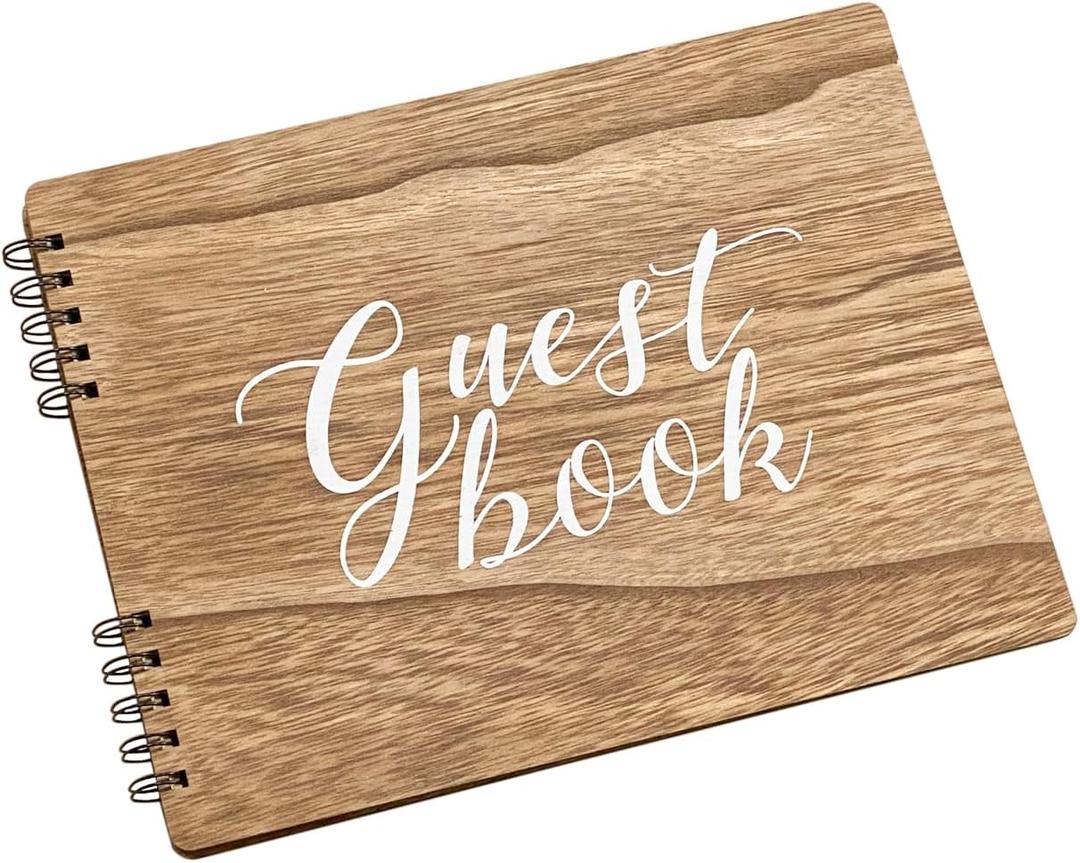 Wooden Rustic Guest Book with 110 Pages Lined 11" x 8.7"