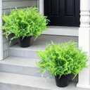 Set of 2 Large Potted Plants Artificial Ferns for Outdoor - Already Assembly Faux Ferns in Pots UV Resistant Realistic Fake Greenery Potted for Outdoor Home Office Patios Porches Yards Decor