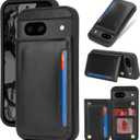 ICoverCase Compatible with Google Pixel 8a Case with Card Holder, Wallet Phone Case for Women Men [RFID Blocking] PU Leather Protective Wallet Case for Pixel 8a (Black)