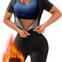 Sauna Suit For Women Weight Loss Workout Sweat Vest Waist Trainer Plus Size Shirt Gym Slimming Shapewear Full Body (Medium)