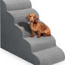 Dog Stairs for Bed 28.7H, 5-Step Dog Ramp, Non-Slip Sturdy Pet Steps for Small Dogs & Cats to get on High Bed or Couches, Grey