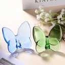 2pcs Crystal Butterfly Figurine,Butterfly Collectibles Glass Art Glass Animals Crystal Wedding Decortion for Home Butterfly Gifts for Women(Blue+Green)