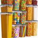15 Pack Airtight Food Storage Containers with Lids, Kitchen Pantry Organizers and Storage, BPA-Free Plastic Food Canisters for Cereal, Flour, Sugar, Pasta, Dry Food, Include Labels & Marker