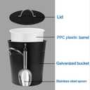 3Qt Black Galvanized Ice Bucket with Lid, Scoop & Handles - Ideal for Cocktails, Parties, BBQs, Wine & Champagne. Double-Layer Insulated Outer & Galvanized Inner Layer, Perfect for Home & Outdoor Use