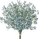 10 Pcs Baby's Breath Artificial Flowers Bulk 3 Branches Faux Baby Breath Plastic Flowers Fake Gypsophila Flower Arrangement for Crafts Fake Flowers Bouquet for Wedding Home Decor Blue Baby Breath