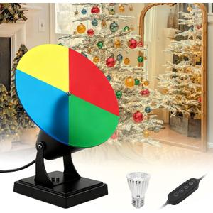 Color Wheel for Christmas Tree with Adjustable Brightness & E27 LED Spotlight, Smooth Rotation, Perfect for Silver Christmas Trees