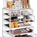 Sorbus Acrylic Makeup Organizer Set, 7-Drawer Vanity & Countertop Cosmetic Storage with Small & Wide Compartments, Clear Makeup Storage for Brushes, Lipsticks, Jewelry  Holiday Gift for Women & Teens (3 Large, 4 Small Drawers)